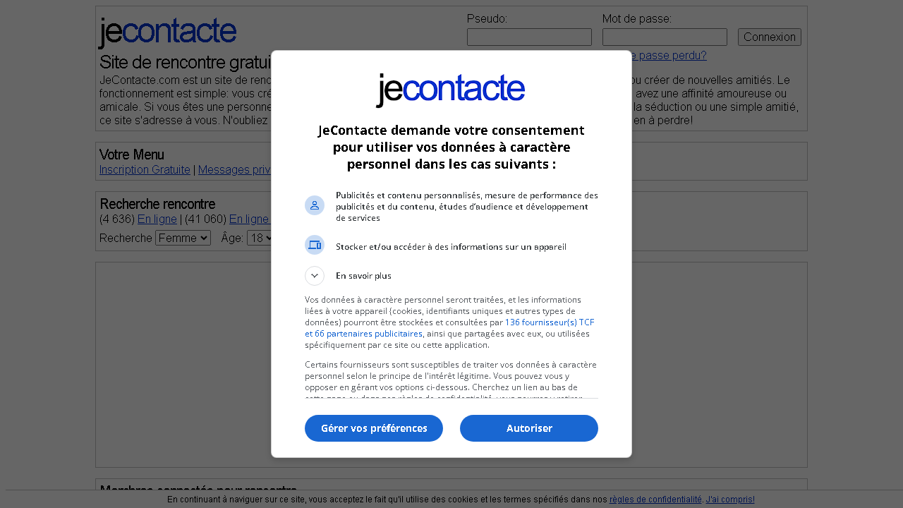 Capture d'écran de http://www.jecontacte.com